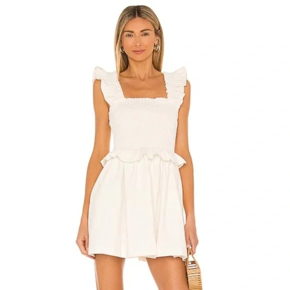 Tularosa White Ruffled Tie Front Sundress